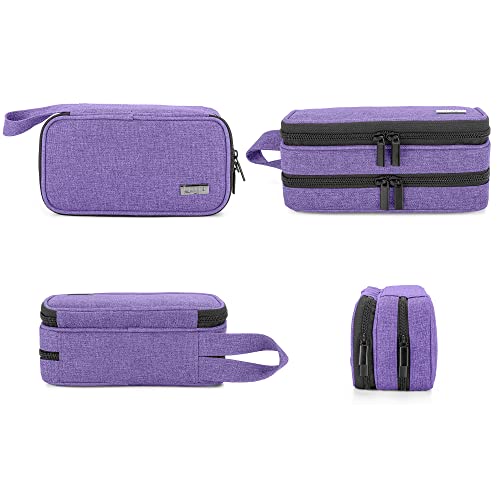 Luxja Essential Oil Carrying Case - Holds 12 Bottles (5ml-15ml, Including Roller Bottles), Portable Double-Layer Organizer for Essential Oil and Accessories, Purple