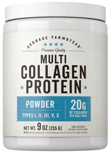 Carlyle Multi Collagen Protein Powder for Women and Men | 9 Oz | Type I, II, III, V, X | Premium Complex Supplement | Unflavored | Non-GMO and Gluten Free | by Herbage Farmstead