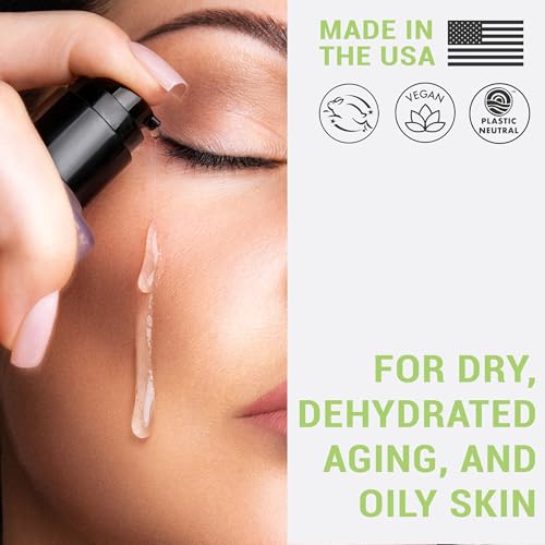 Hyaluronic Acid Serum for Face - USA Made with Natural & Organic Ingredients, Hydrating Anti Aging Face Serum, Softens and Smoothes Dry & Sensitive Skin, Fragrance Free Day & Night Facial Serum