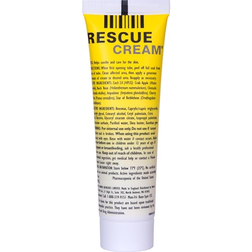 Bach RESCUE Cream, Hydrating Skincare for Hands, Body and Face, Shea Butter, Homeopathic Stress Relief Flower Essences, Fragrance-Free, Paraben-Free, Holiday Stocking Stuffer, 30g