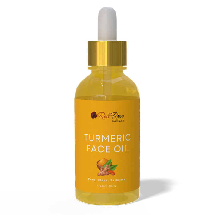 Red Rose Naturals Turmeric Face Oil - Facial Serum & Moisturizer with Vitamin C for Women & Men, Hydrates & Revitalizes Dull Skin - All Skin Types - Made with Turmeric Essential Oil- 1 oz.