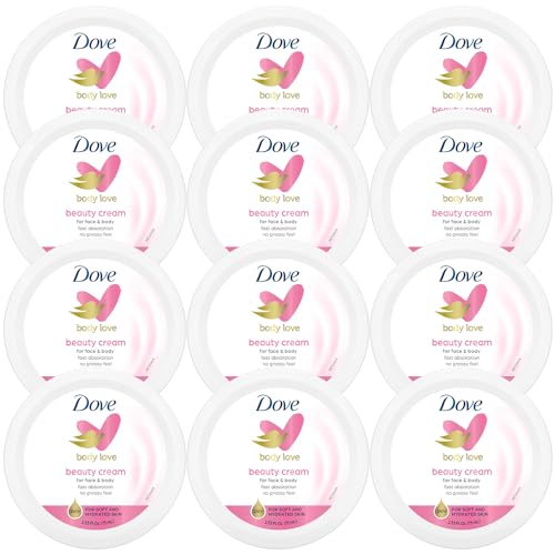 Dove Lotion, Beauty Cream - Light, Fast-Absorbing Face and Body Cream for Normal to Dry Skin, 24-Hour Moisture, Travel Size, 2.53 Fl Oz (Pack of 12)