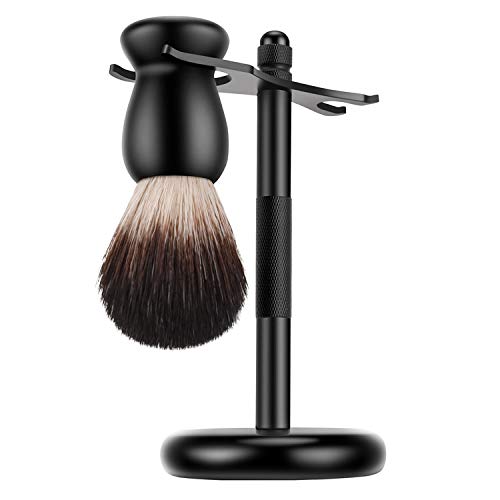 PerPro Amazing Safety Razor Shave Kit - Mysterious Black Men'S Shaving & Grooming Sets - Popular Shaving Stand And Friendly Brush