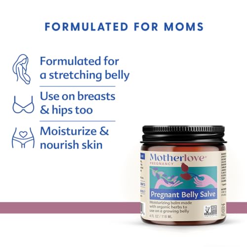 Motherlove Pregnant Belly Salve (4 oz) Moisturizing Balm to Use on Growing Belly—Non-GMO & Organic Herbs