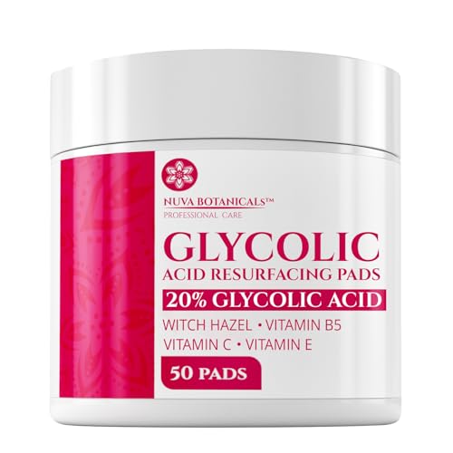 20% Glycolic Acid Pads (50 Pads) - Exfoliating Pads for Face Chemical Peel for Face at Home - Glycolic Acid Peel Exfoliating Face Pads - Acne Pads Facial Peel Face Exfoliating Pads with Vitamin C