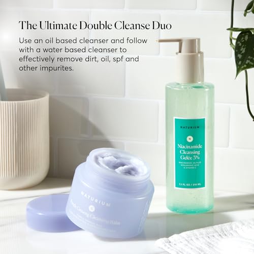 Naturium Purple Ginseng Cleansing Balm Plus Plant-Based Esters & Linoleic-Rich Oils, Smoothing Face Wash, 3.0 oz