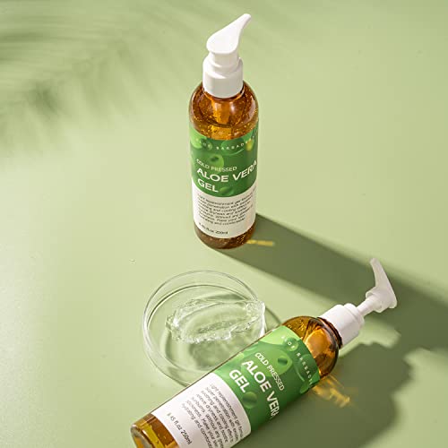 benatu Aloe Vera Gel for Face and Hair, 100% Pure Cold Pressed, Natural Facial Moisturizer for Sunburn Relief, Ance, Skin Care (8.8 fl oz)