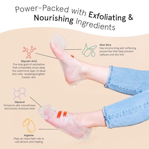grace & stella Award-Winning Foot Peel Mask - Foot Peeling Mask with Aloe Vera - Moisturizing Foot Mask for Dry Cracked Feet - Foot Exfoliator for Baby Soft Feet (4 Pairs, Lavender)