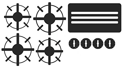 Toy Kitchen Stove Decals Stickers for Kids Pretend Play Glossy Black