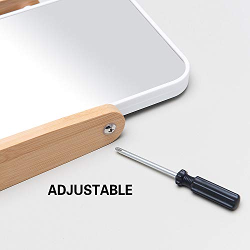 YEAKE Vanity Makeup Mirror with Natural Bamboo Stand,8 Inch 1X/2X Magnification Double Sided 360 Degree Swivel Magnifying Mirror,Portable Table Desk Countertop Mirror Bathroom Shaving Make Up Mirror