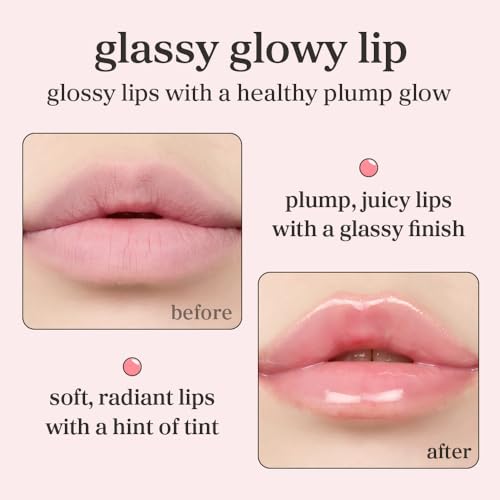 NOONI Korean Lip Oil - Applepeony | Long-Lasting, Moisturizing, Plumping, Revitalizing for Dry Lips, Waterproof, No Peel Off, Hydrating, Nourishing Crystal Clear, 0.12 FL Oz