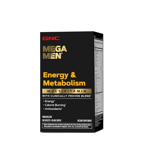 GNC Mega Men Energy & Metabolism Multivitamin | Increased Energy, Metabolism, Antioxidants, and Calorie Burning | 180 Count