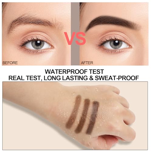 GEUUFEA 3 Colors Eyebrow Makeup Kit, Professional Brow Contour Palette, Waterproof Long-lasting Eyebrow Filler Powder with Mirror & Brow Brush