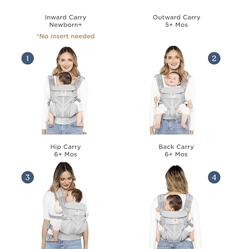 Ergobaby Omni 360 All-Position Baby Carrier for Newborn to Toddler with Lumbar Support & Cool Air Mesh (7-45 Lb), Oxford Blue