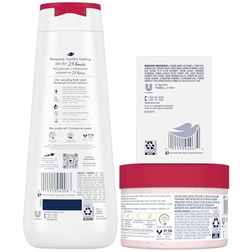 Dove Revitalizing Cherry Collection Gift Set – Cherry & Chia Milk Body Wash, Exfoliating Body Polish + Soap Bar (3 Piece Set)