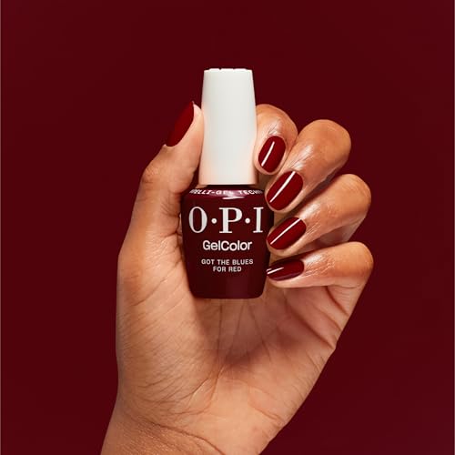 OPI GelColor Got the Blues for Red | Opaque Dark Red Crème UV Cure Gel Nail Polish | Vegan & HEMA Free, Long Lasting, High Shine