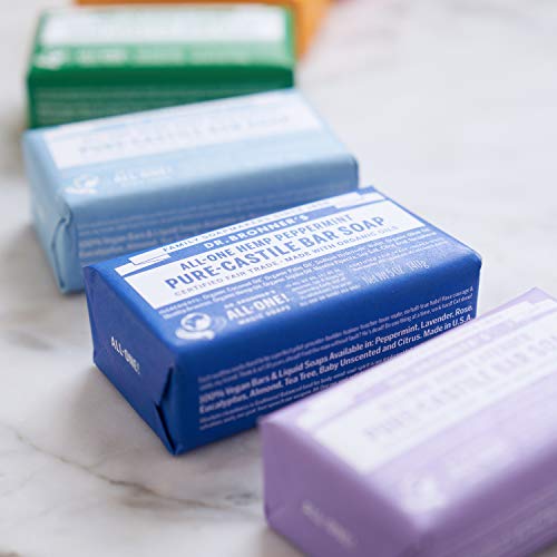 Dr. Bronner's - Pure-Castile Bar Soap (Peppermint, 5 ounce) - Made with Organic Oils, For Face, Body and Hair, Gentle and Moisturizing, Biodegradable, Vegan, Cruelty-free, Non-GMO