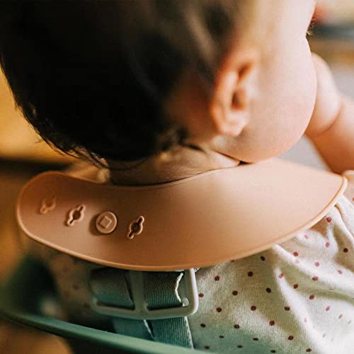 Moonkie Silicone Baby Bibs Set Of 3, BPA Free Soft Adjustable Fit Waterproof Feeding Bibs for Babies and Toddlers(Kallaite/Lunar Grey/Offwhite)