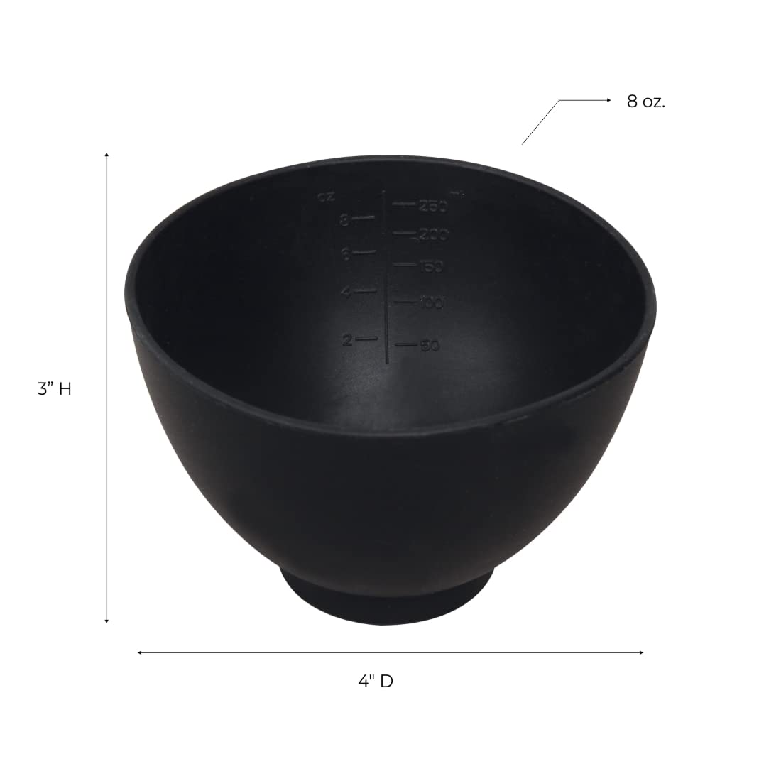 ForPro Silicone Mixing Bowl, Black, Flexible, Odorless, for Mixing Facials, Massage, Body & Other Products, 8 oz