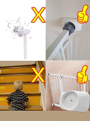 Baby Gates Wall Pads (4 Pack) - Safety Indoor Gate Protector With Compact Wall Cups - Saves Trim & Paint - for Dog, Pet, Child, Kid - Pressure Mounted Walk Through Guard