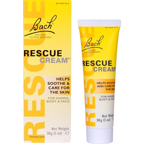 Bach RESCUE Cream, Hydrating Skincare for Hands, Body and Face, Shea Butter, Homeopathic Stress Relief Flower Essences, Fragrance-Free, Paraben-Free, Holiday Stocking Stuffer, 30g