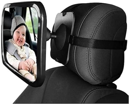 Dorart Rear Facing Baby View Mirror for Child Safety Car Seat - Crystal Clear Reflection via Crash-tested & Shatterproof Convex Mirror