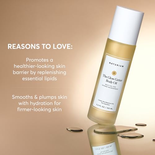 Naturium The Glow Getter Body Oil, Multi-Oil for Intense Nourishment, Hydrating & Moisturizing Formula, Vegan & Cruelty-Free, 3.4 oz