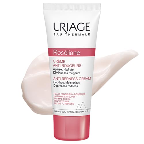 Uriage Roseliane Redness Relief Face Cream 1.35 fl.oz. | Hydrating Moisturizer for Sensitive Skin Prone to Redness | Soothes and Decrease visible Redness | Makeup Base, Non Comedogenic