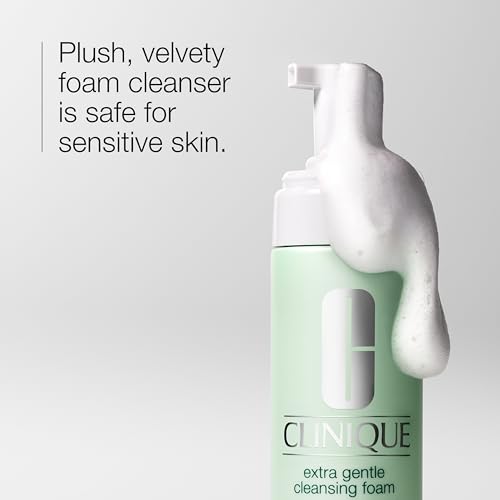 Clinique 3-Step Extra Gentle Mild Cleansing Foam Face Cleanser | For Dry + Sensitive Skin | Non-Irritating, Cleansing + Comforting, 4.2 Fl Oz