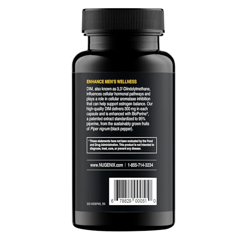 Nugenix Essentials DIM Supplement 305 mg Diindolylmethane & BioPerine for Hormone Balance, 90 Capsules