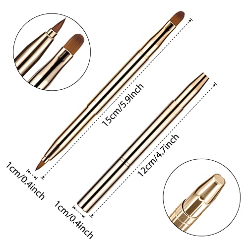 TOODOO 3 Pieces Lip Brush Retractable Lipstick Liner Brush Lipstick Dual-ended Foundation Makeup Brush with Cap Travel Applicators