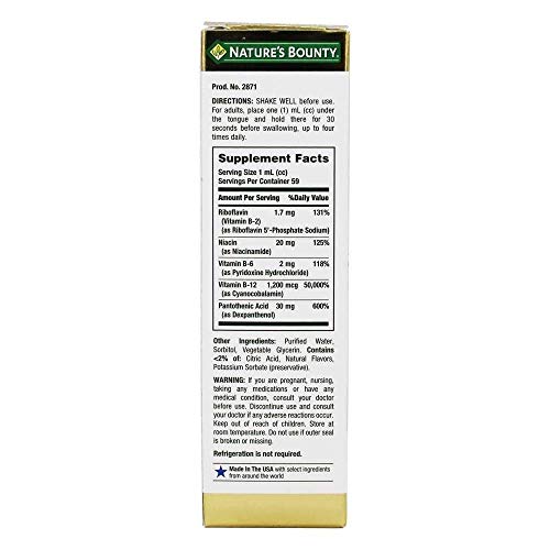 Nature's Bounty Vitamin B Complex with B-12 Sublingual Liquid, 2 Ounce (Pack of 4)