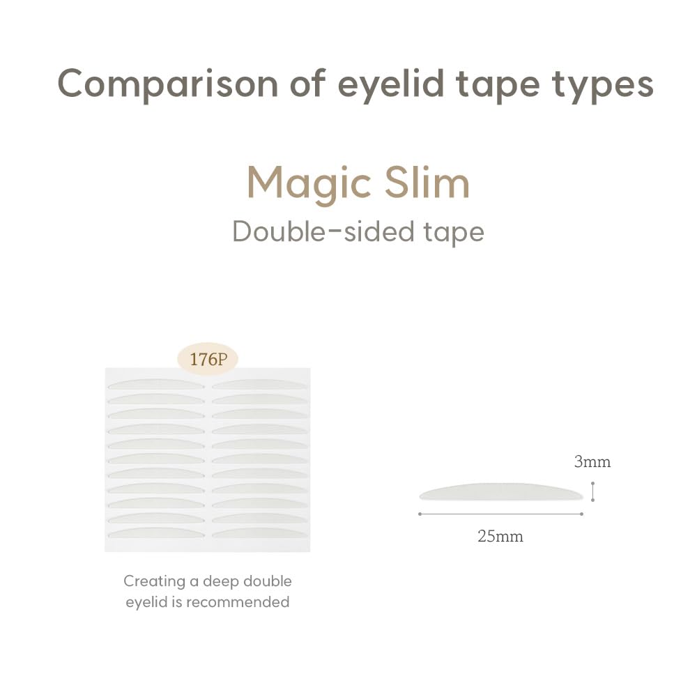 Eye Charm Double Eyelid Tape Hooded Eye Lift – Droopy Eyelid Lifter Eye Lid Strips for Hooded Eyes (Double Sided 3mm 176p)