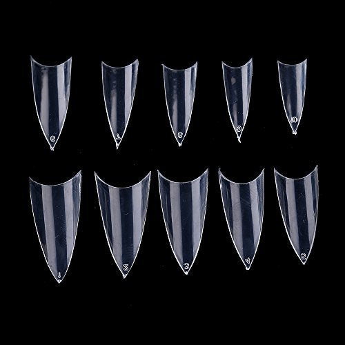 Yimart 500pcs Clear Sharp Ending Stiletto False Nail Tips