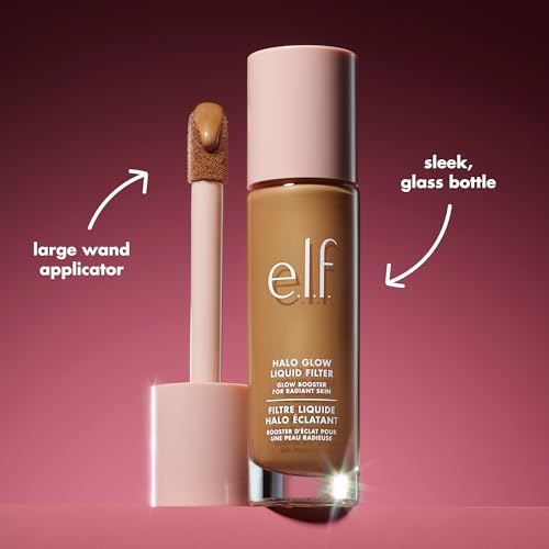 e.l.f. Halo Glow Liquid Filter, Complexion Booster For A Glowing, Soft-Focus Look, Infused With Hyaluronic Acid, Vegan & Cruelty-Free, 6 Tan/Deep