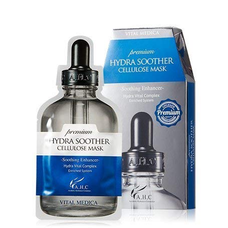 AHC HYDRA SOOTHER FACIAL MASK SHEET 30g x 5 PCS, Highly Moisturizing with 50% of Hyaluronic Acid and Collagen Delivering Radiant Skin [+1 Hydra B5 Soother Sample Pouch]