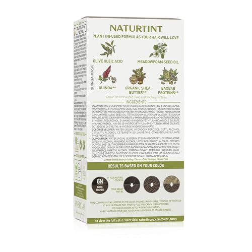 Naturtint 6N Dark Blonde Permanent Hair Color (Pack of 1), Ammonia Free, Vegan, Cruelty Free, up to 100% Gray Coverage, Long Lasting Results (Packaging may vary)