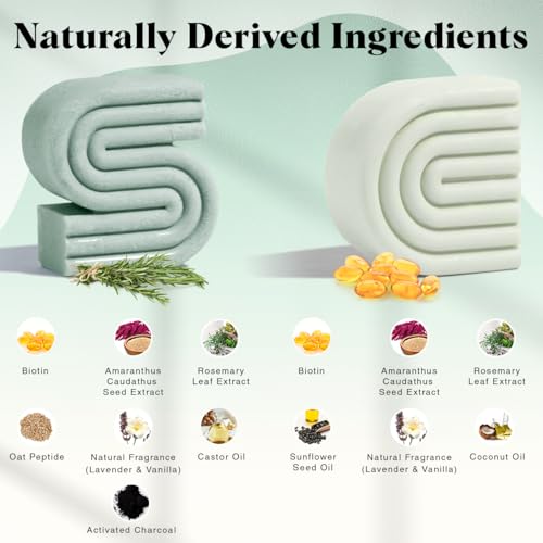 Kitsch Rosemary & Biotin Shampoo and Conditioner Bar Set for Thinning Hair - Volume Shampoo & Conditioner Bar for Men and Women, Hair Thickening & Regrowth Combo, Paraben Free, Made in USA - 2pcs