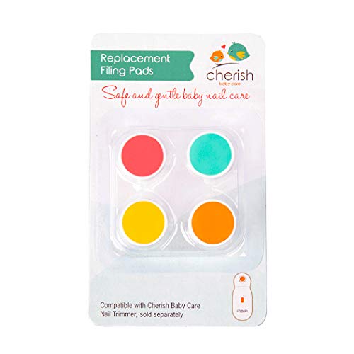 Replacement Filing Pads for Cherish Baby Care Electric Baby Nail Trimmer - Includes 4 Filing Discs for Newborn to Toddler