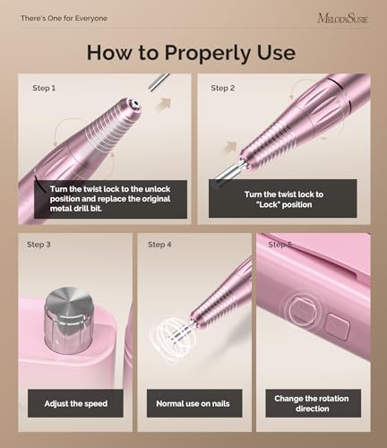 MelodySusie Professional Rechargeable Nail Drill 30000 RPM, Electric Nail File for Shaping, Removing & Polishing Gel Nails, Lightweight & Easy to Use, Ideal for Home & Salon Manicure Pedicure, SC300F
