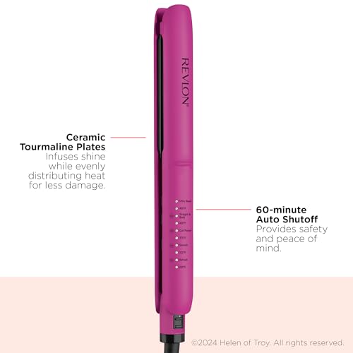 Revlon Easy Heat 1” Precision Flat Iron | Hair Straightener with Ceramic Tourmaline Plates for Less Damage and 5 Preset Temps with Heat Recommendations by Hair Type