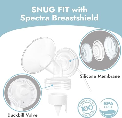 [12-Count] Papablic Pump Parts Compatible with Spectra S1, S2 and 9 Plus, Incl 8-Count Duckbill Valves for Spectra and Medela Pump in Style, 4-Count Silicone Membrane for Spectra Backflow Protector