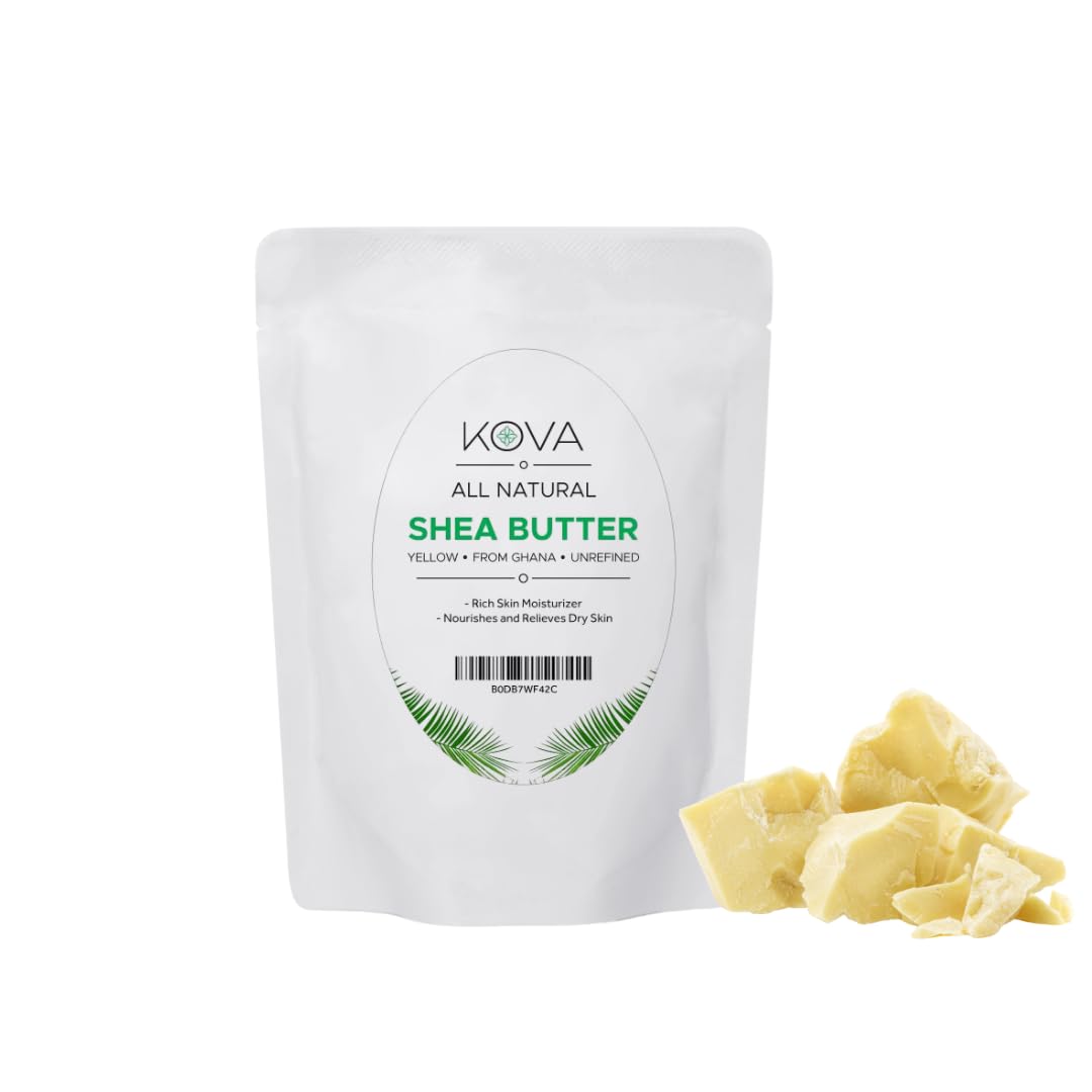 Kovafood Organic Raw Unrefined African Shea Butter- 100% Pure Natural, 1Lb- Yellow