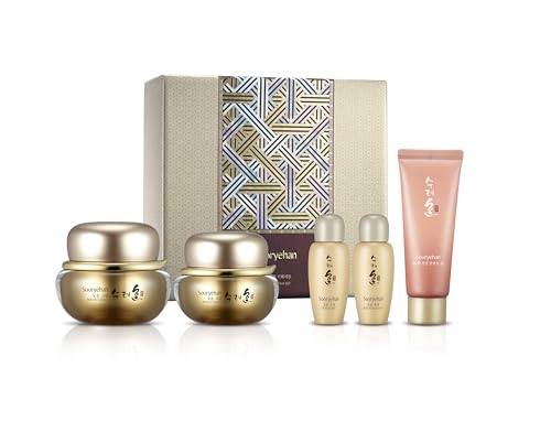 Sooryehan Boyun Luxury Korean Skin Care Gift Set (5.24 fl oz) - Red Ginseng Toner, Emulsion, Cleansing Foam & Moisturizer Cream by LG Beauty
