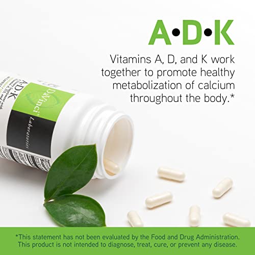 DaVinci Labs ADK - Helps Support Bone, Heart & Immune Health* - Dietary Supplement with Vitamins A, D3 & K2 (as MK-7) - Vegetarian, Gluten Free & Soy Free - 60 Capsules