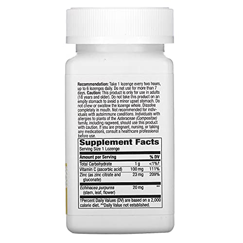 Nature's Way Zinc Lozenge with Echinacea & Vitamin C Wild Berry Flavor, 60 Lozenges