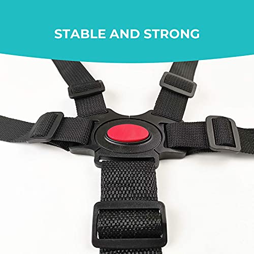 5 Point Harness Seat Belt,Adjustable Baby Seat Belt Full Protection Security Harness Seatbelt for High Chair and Pushchair Black