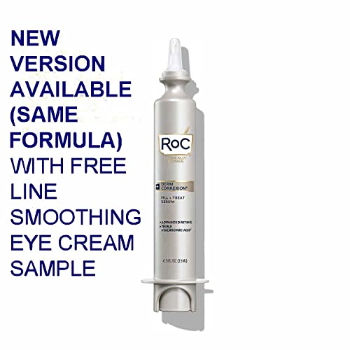 RoC Derm Correxion Fill + Treat Advanced Retinol Serum with Hyaluronic Acid for Forehead Wrinkles, Crow's Feet, Eleven Wrinkles, and Laugh Lines, Stocking Stuffer, 15ml