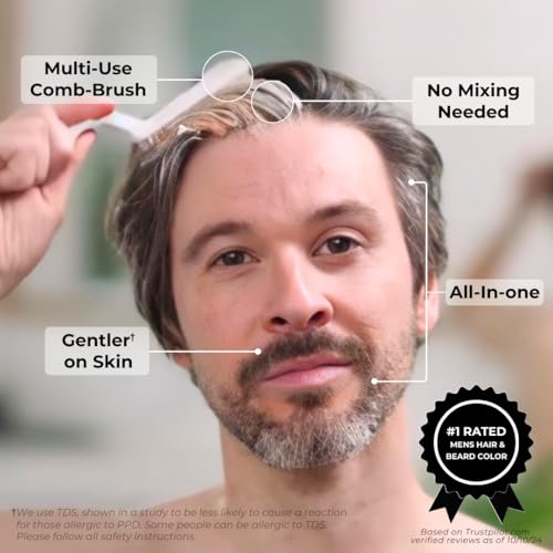 Simpler Men's Hair Color Kit - Full Gray Coverage - Natural Black & Beard Dye - Easy Application for 100% Gray Hair - Jet Black