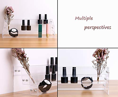 Yebeauty Clear Nail Polish Display Holder 2PCS 3 Layers, Acrylic Organizer Storage Tray Rack Stand Holder for Cosmetic Eyeglasses Lash Display